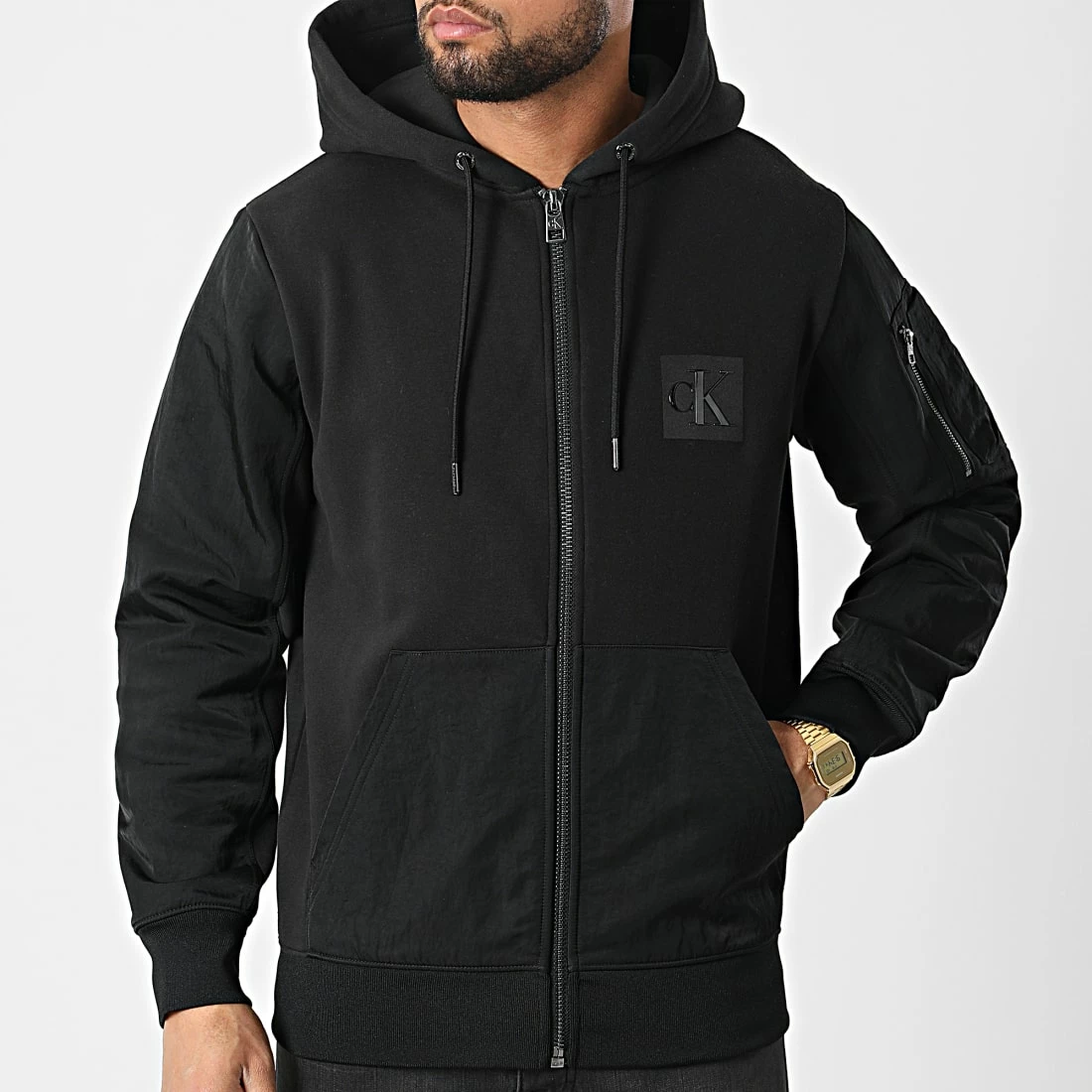 Vente flash 🤩 Sweat Capuche Zippé 9711 Noir de Calvin Klein 🧨 3 Vente flash 🤩 Sweat Capuche Zippé 9711 Noir de Calvin Klein 🧨 – Image 3