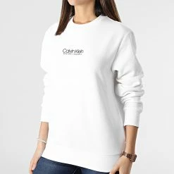 Meilleure vente 🤩 Sweat Crewneck Femme Coordinates 8052 Blanc de Calvin Klein 🎁