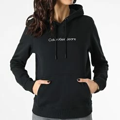 Offres ✔️ Sweat Capuche Femme Shrunken Institutional 7744 Noir de Calvin Klein 😉 -France Calvin Klein Soldes 2024 calvin klein 297669 J20J217744 BEH 20220125T160953 03