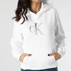 Top 10 ⭐ Sweat Capuche Femme 7738 Blanc de Calvin Klein 🎉 -France Calvin Klein Soldes 2024 calvin klein 297675 J20J217784 YAF 20220121T163430 03