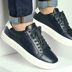 Promo 🔥 Baskets Low Top Lace Mono Logo 0479 CK Navy de Calvin Klein 🧨