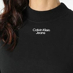 Tout neuf 😉 Sweat Crewneck Femme Stacked Logo Mockneck 8174 Noir de Calvin Klein 🎉 -France Calvin Klein Soldes 2024 calvin klein 299362 J20J218174 BEH 20220125T160545 02