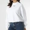 Bon marché 🔥 Sweat Crewneck Femme Crop Stacked Mock Neck 8174 Blanc de Calvin Klein 🧨