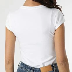 Nouveau 🎉 Tee 👕 Shirt Femme Stacked Logo 8707 Blanc de Calvin Klein 👍 -France Calvin Klein Soldes 2024 calvin klein 299369 J20J218707 YAF 20220121T163000 04