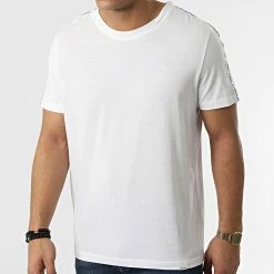 Promo 🥰 Tee 👚 Shirt A Bandes Relaxed Crew 0761 Blanc de Calvin Klein 😍