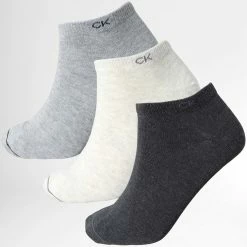 Vente flash ⭐ Lot De 3 Paires De Chaussettes 701218718 Noir Beige Gris Chiné de Calvin Klein 👍