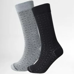 De gros ⭐ Lot De 2 Paires De Chaussettes 701218951 Noir Gris Chiné de Calvin Klein 👍