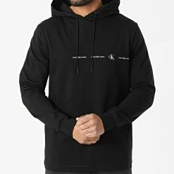 De gros ✨ Sweat Capuche Repeat Logo 0207 Noir de Calvin Klein 👏 -France Calvin Klein Soldes 2024 calvin klein 300015 J30J320207 BEH 20220127T154728 03