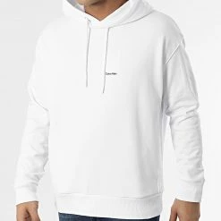 Top 10 🛒 Sweat Capuche Triple Logo Flock 8929 Blanc de Calvin Klein 🤩