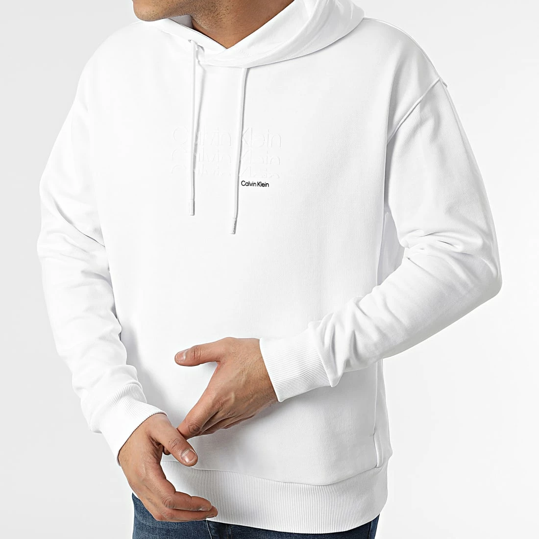 Top 10 🛒 Sweat Capuche Triple Logo Flock 8929 Blanc de Calvin Klein 🤩 3 Top 10 🛒 Sweat Capuche Triple Logo Flock 8929 Blanc de Calvin Klein 🤩 – Image 3