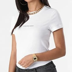 Le moins cher ❤️ Tee 👕 Shirt Femme 7902 Blanc de Calvin Klein 💯