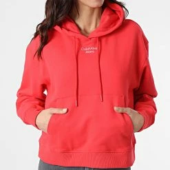 Promo 💯 Sweat Capuche Femme 8048 Rouge de Calvin Klein 🎉 -France Calvin Klein Soldes 2024 calvin klein 301789 J20J218048 XL1 20220216T144539 03