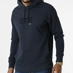 Vente flash 😍 Sweat Capuche Flock Comfort 8929 Bleu Marine de Calvin Klein 👍