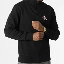 Acheter 🌟 Sweat Col Zippé 0026 Noir de Calvin Klein ❤️ -France Calvin Klein Soldes 2024 calvin klein 302664 J30J320026 BEH 20220214T162038 03