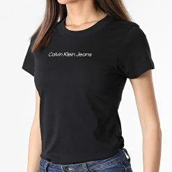 Le moins cher 🔔 Tee 👕 Shirt Femme 8263 Noir de Calvin Klein 🤩 -France Calvin Klein Soldes 2024 calvin klein 303538 J20J218263 BEH 20220223T145343 03