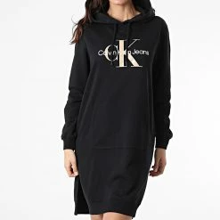 De gros ❤️ Robe Sweat Capuche Femme 8343 Noir de Calvin Klein 😀 -France Calvin Klein Soldes 2024 calvin klein 303764 J20J218343 BEH 20220214T162634 03