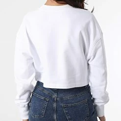 Coupon 🎁 Sweat Crewneck Femme Seasonal Monogram 8751 Blanc de Calvin Klein 🧨 -France Calvin Klein Soldes 2024 calvin klein 303774 J20J218751 YAF 20220215T161047 04