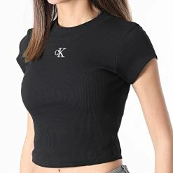 Meilleure affaire 🧨 Tee 👚 Shirt Femme 8337 Noir de Calvin Klein 🎁 -France Calvin Klein Soldes 2024 calvin klein 304156 J20J218337 BEH 20220223T154545 03
