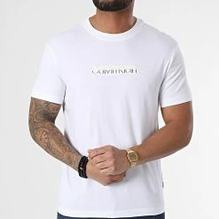 Remise ✔️ Tee 👚 Shirt Multi Color Logo 8834 Blanc de Calvin Klein 🎁 -France Calvin Klein Soldes 2024 calvin klein 304878 K10K108834 YAF 20220222T163255 03