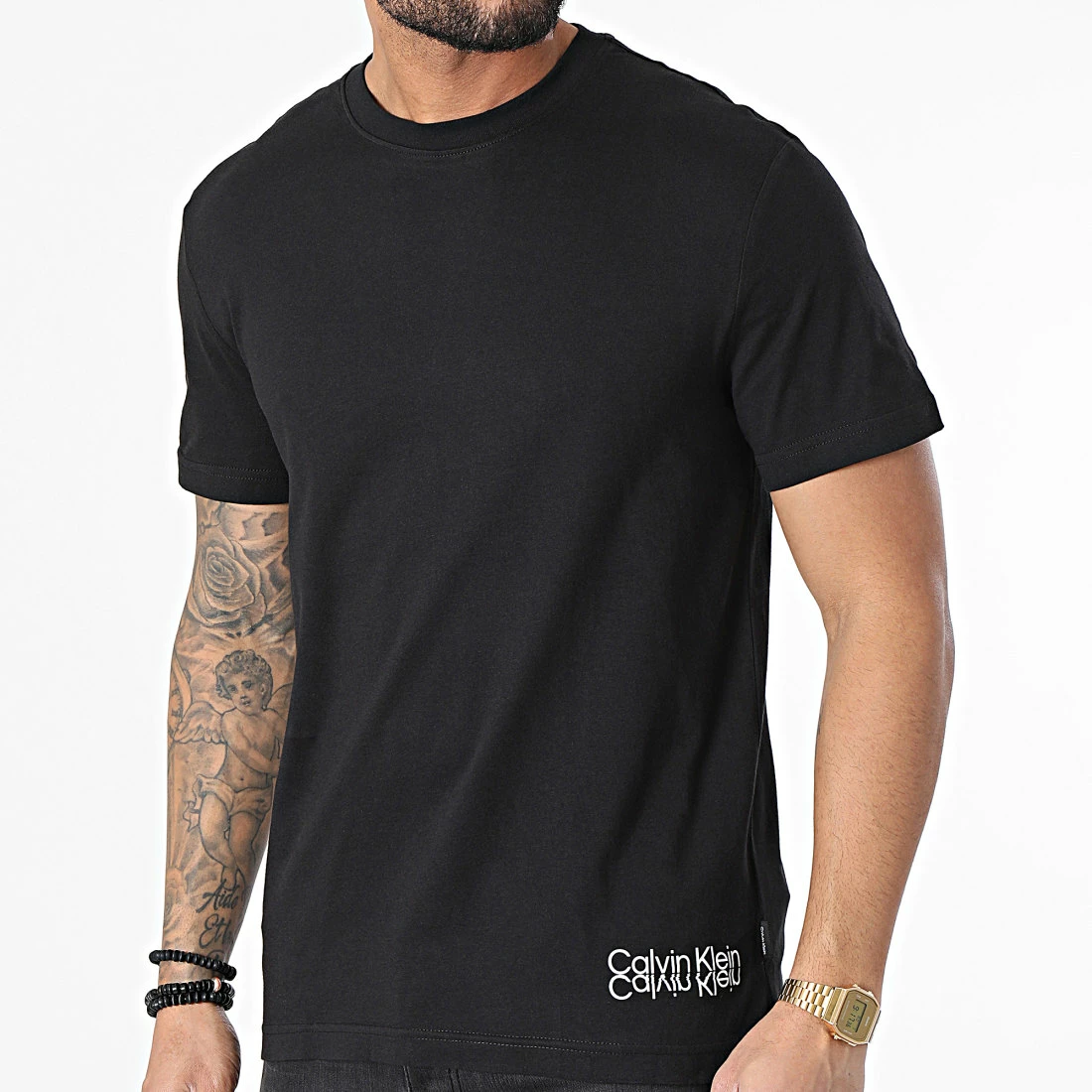 Remise 😍 Tee 👕 Shirt Mirrored Logo 8853 Noir de Calvin Klein ✨ 1 Remise 😍 Tee 👕 Shirt Mirrored Logo 8853 Noir de Calvin Klein ✨