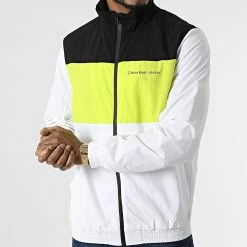Tout neuf 🎁 Veste Zippée Bold Colorblock 0612 Blanc Vert Noir de Calvin Klein 😀 -France Calvin Klein Soldes 2024 calvin klein 305154 J30J320612 YAF 20220228T154230 03