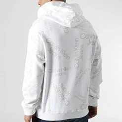 Nouveau 🎁 Sweat Capuche 0030 Blanc de Calvin Klein 🥰 -France Calvin Klein Soldes 2024 calvin klein 307143 J30J320030 YAF 20220307T160256 04