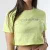 Top 10 👏 Tee 👚 Shirt Femme Crop GWS2K187 Jaune de Calvin Klein 😀