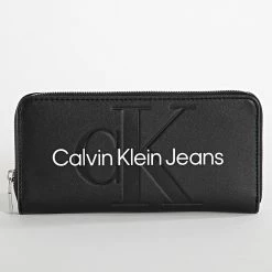 Offres 😉 Portefeuille Femme Sculpted Mono Zip Around 7634 Noir de Calvin Klein 🌟