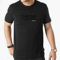 Meilleur prix 👍 Tee 👚 Shirt Triple Logo Flock 8835 Noir de Calvin Klein 😍 -France Calvin Klein Soldes 2024 calvin klein 307595 K10K108835 BEH 20220308T152644 03