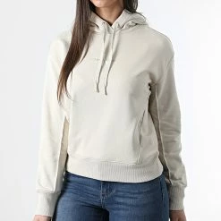 Promo 🎉 Sweat Capuche Femme 7733 Beige de Calvin Klein ⌛