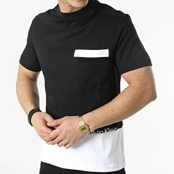Promo ⌛ Tee 👕 Shirt A Poche Poitrine Minimock Blocking Pocket 8840 Noir Blanc de Calvin Klein ⭐ -France Calvin Klein Soldes 2024 calvin klein 308739 K10K108840 0XQ 20220311T151124 03