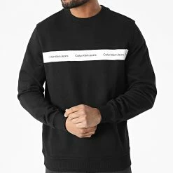 Nouveau 🎉 Sweat Crewneck Contrast Instit Stripe 0623 Noir de Calvin Klein 🔥 -France Calvin Klein Soldes 2024 calvin klein 310753 J30J320623 BEH 20220325T132035 03