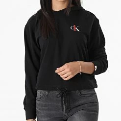 Tout neuf 🔔 Sweat Capuche Femme QS6427E Noir de Calvin Klein 😉