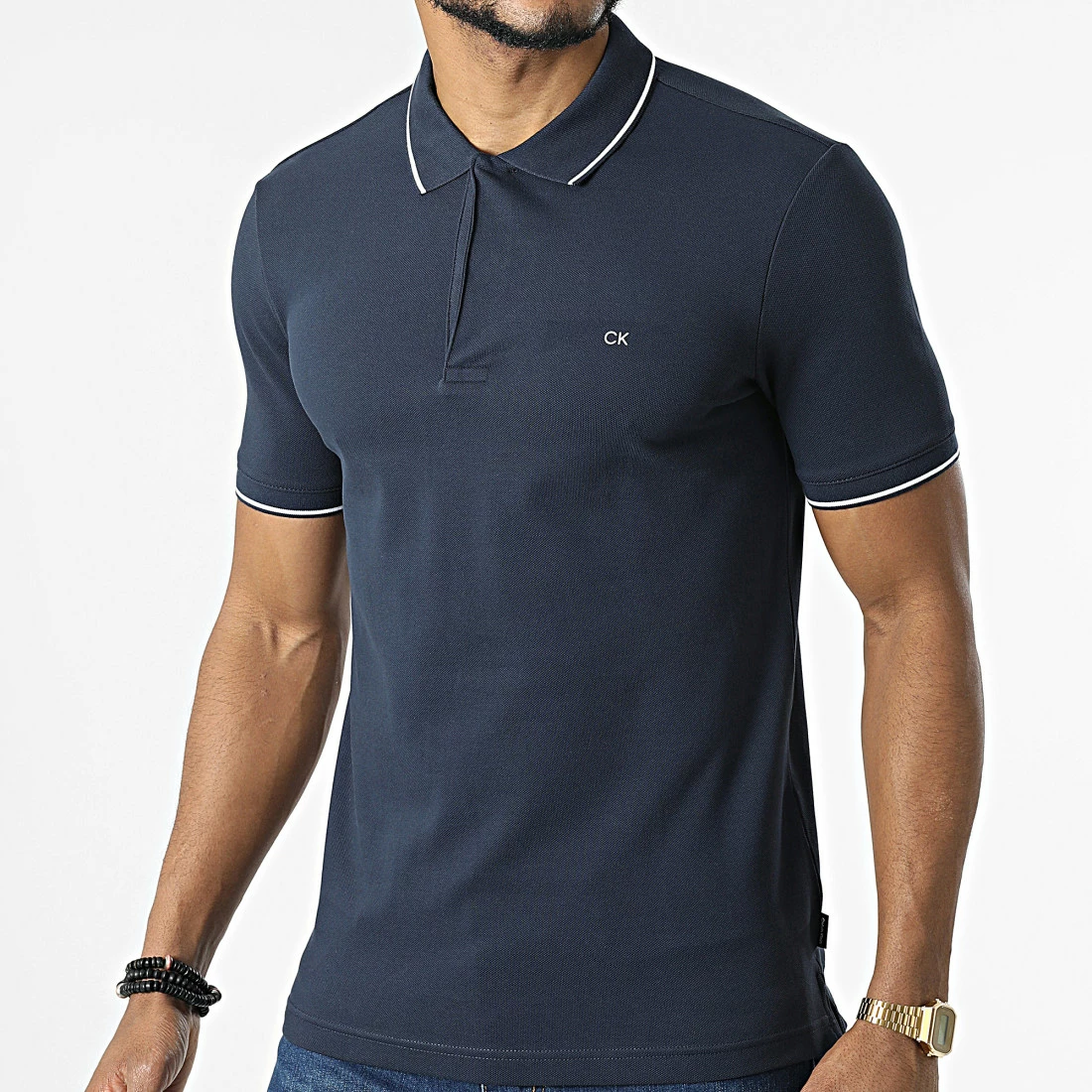 Promo ✨ Polo Manches Courtes Stretch Pique 8728 Bleu Marine de Calvin Klein ❤️ 1 Promo ✨ Polo Manches Courtes Stretch Pique 8728 Bleu Marine de Calvin Klein ❤️