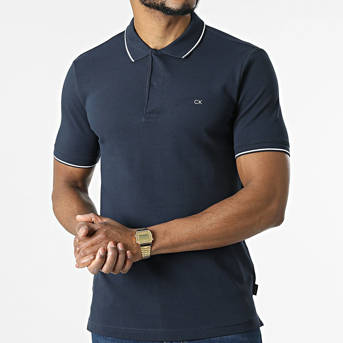 Promo ✨ Polo Manches Courtes Stretch Pique 8728 Bleu Marine de Calvin Klein ❤️ 3 Promo ✨ Polo Manches Courtes Stretch Pique 8728 Bleu Marine de Calvin Klein ❤️ – Image 3