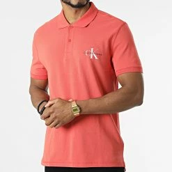 Meilleure vente 🛒 Polo A Manches Courtes J30J320089 Corail de Calvin Klein 🎁 -France Calvin Klein Soldes 2024 calvin klein 313662 J30J320089 XLV 20220407T155529 03