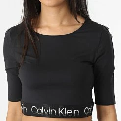 Grosses soldes 🛒 Tee 👚 Shirt Femme Crop A Bandes 2K168 Noir de Calvin Klein ⌛ -France Calvin Klein Soldes 2024 calvin klein 313766 GWS2K168 BAE 20220429T163023 03