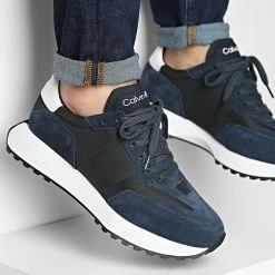 Meilleure affaire 🔔 Baskets Low Top Lace Up 0497 Navy Black White de Calvin Klein 😀