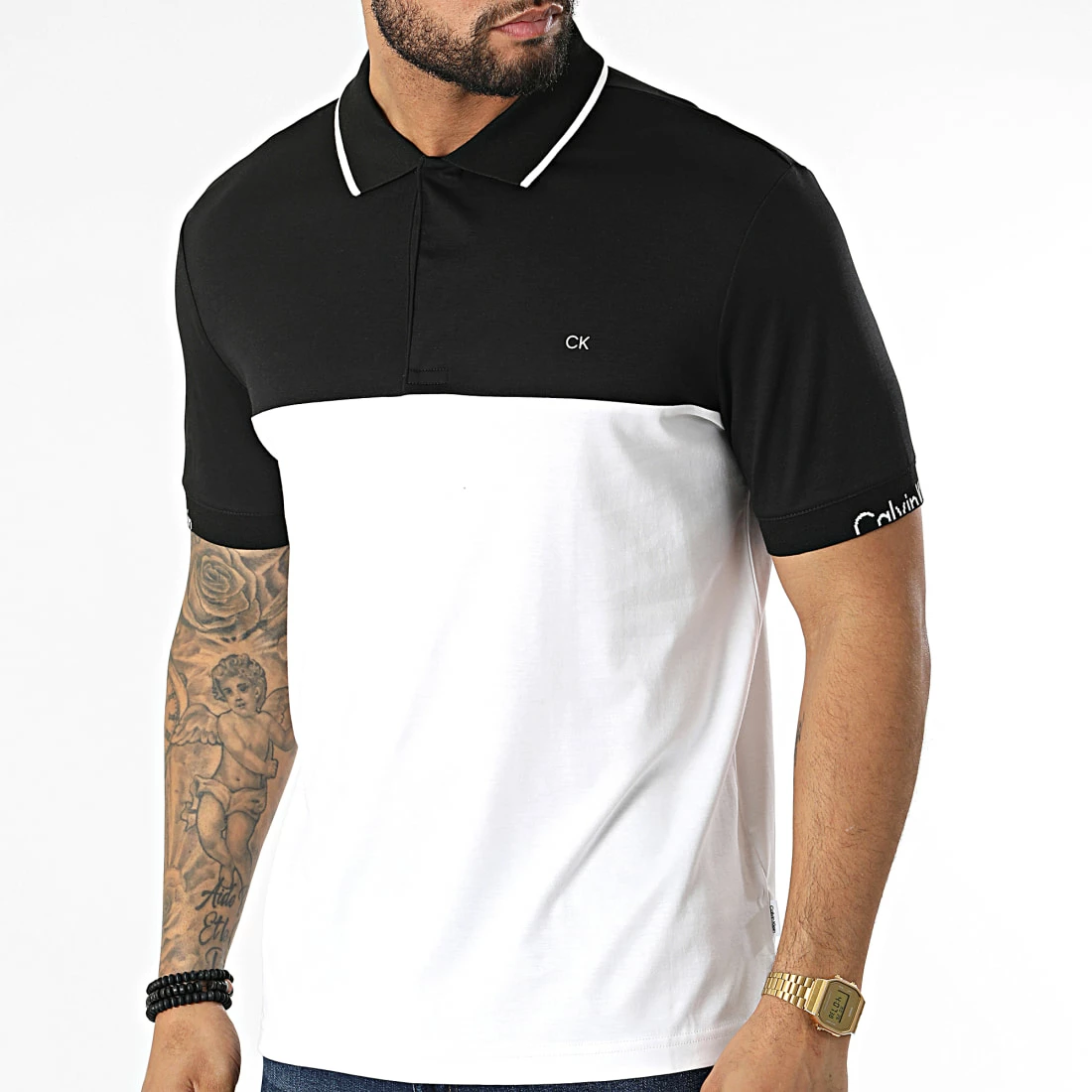 Meilleure affaire 💯 Polo A Manches Courtes Liquid Touch Blocking Logo 8730 Blanc Noir de Calvin Klein 🛒 1 Meilleure affaire 💯 Polo A Manches Courtes Liquid Touch Blocking Logo 8730 Blanc Noir de Calvin Klein 🛒