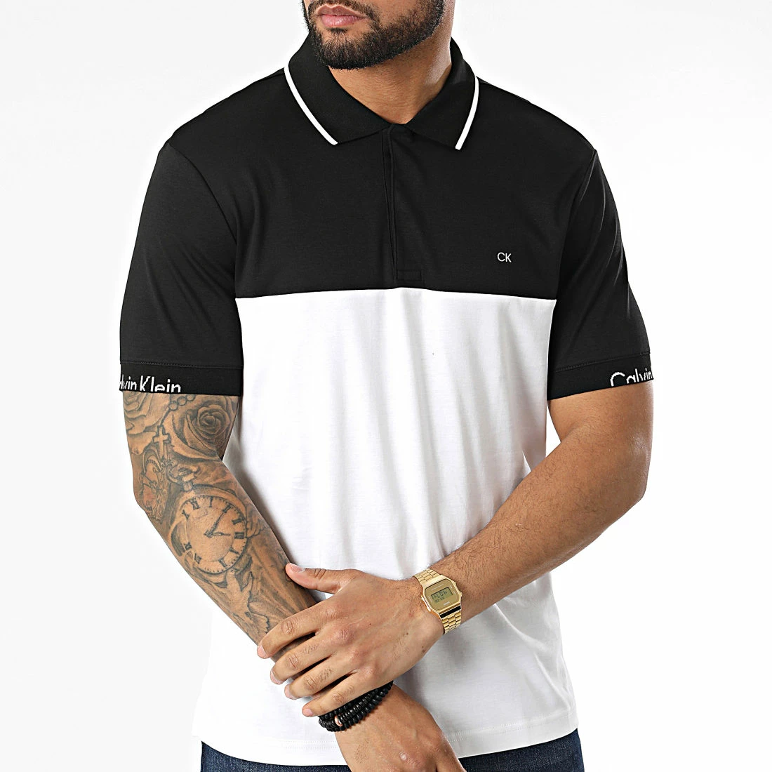 Meilleure affaire 💯 Polo A Manches Courtes Liquid Touch Blocking Logo 8730 Blanc Noir de Calvin Klein 🛒 3 Meilleure affaire 💯 Polo A Manches Courtes Liquid Touch Blocking Logo 8730 Blanc Noir de Calvin Klein 🛒 – Image 3