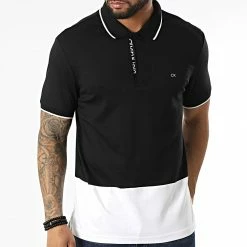Le moins cher 👍 Polo A Manches Courtes Color Blocking Logo Placket 8734 Blanc Noir de Calvin Klein ⭐ -France Calvin Klein Soldes 2024 calvin klein 314912 K10K108734 0XQ 20220421T135937 03