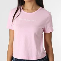 Vente flash ⌛ Tee 👕 Shirt Femme 9003 Rose de Calvin Klein 🧨 -France Calvin Klein Soldes 2024 calvin klein 315537 J20J219003 TOE 20220429T160709 03