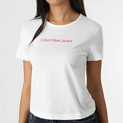 Budget 🥰 Tee 👚 Shirt Femme 9003 Blanc de Calvin Klein 💯 -France Calvin Klein Soldes 2024 calvin klein 315540 J20J219003 YAF 20220429T160503 03