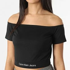 Remise ✔️ Top Col Bateau Femme Crop 9079 Noir de Calvin Klein 🔔 -France Calvin Klein Soldes 2024 calvin klein 315545 J20J219079 BEH 20220429T163239 03