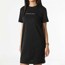 Bon marché ❤️ Robe Tee 👚 Shirt Femme A Bandes 9916 Noir de Calvin Klein 🥰
