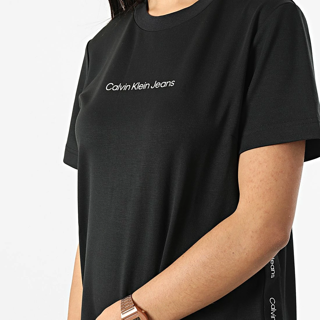 Bon marché ❤️ Robe Tee 👚 Shirt Femme A Bandes 9916 Noir de Calvin Klein 🥰 2 Bon marché ❤️ Robe Tee 👚 Shirt Femme A Bandes 9916 Noir de Calvin Klein 🥰 – Image 2