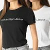 Promo 😉 Lot De 2 Tee 👕 Shirts Femme 0161 Blanc Noir de Calvin Klein 💯
