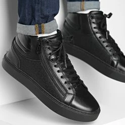 Le moins cher 😉 Baskets High Top Lace Up 0283 Black Mono de Calvin Klein ✔️