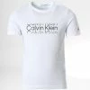 Remise 🔔 Tee 👕 Shirt Enfant Institutional Cut Off Logo 1216 Blanc de Calvin Klein 😍