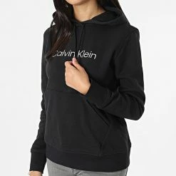 Vente flash 🧨 Sweat Capuche Femme 2W311 Noir de Calvin Klein 😍